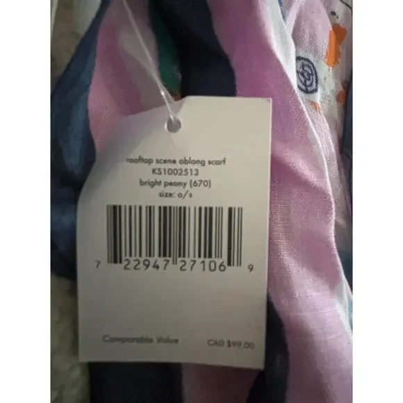 FALL CLEARANCE! NWT Kate Spade Rooftop Scene Oblong Scarf - Bright Peony - Picture 4 of 6